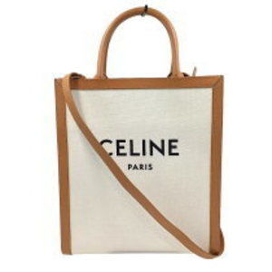 Celine Vertical Cabas Tan Canvas Calf Leather